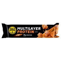 Flerlagig lågsockrad bar med saltat svart karamell
