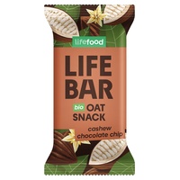 Barra de proteína de aveia orgânica com castanhas de caju e gotas de chocolate 40 g - Lifefood