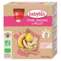 Botella Pera Plátano Mijo Orgánico 6 Meses 4 unidades de 90g - Babybio | Natural Doctor