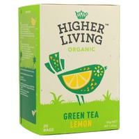 Té verde y limón bio 20 bolsitas infusoras de 40g - Higher Living | Natural Doctor