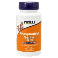 Fosfatidilserina 100 mg + Gingko Biloba extracto 60 mg 50 perlas Now de Now Foods | Natural Doctor