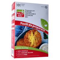 Zubereitung für glutenfreien Linsenburger mit Perperoni