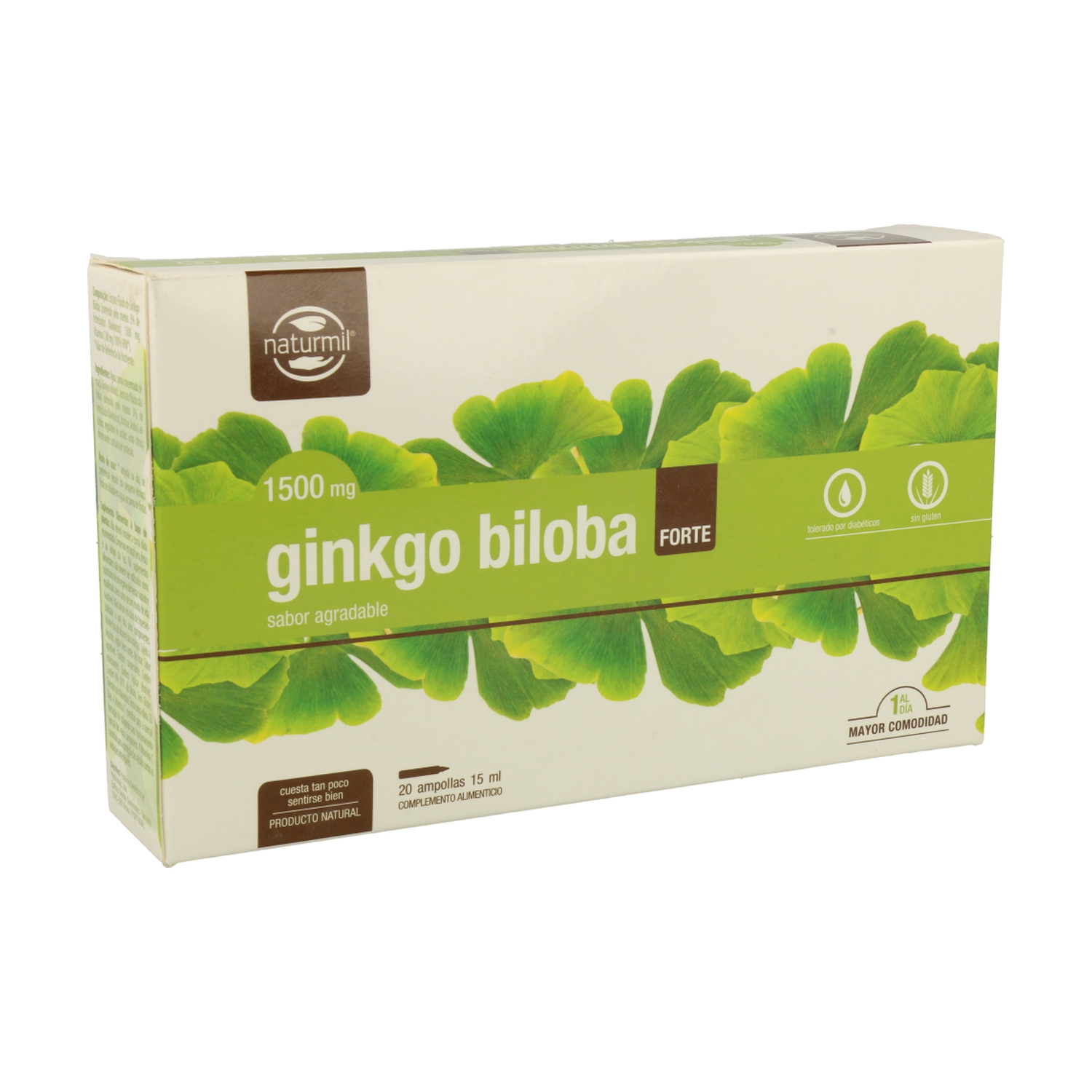 Ginkgo Biloba Forte 20 ampollas de 15ml (1500mg) de Naturmil | Naturitas