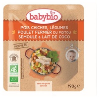Garbanzos Verduras Pollo de granja de Poitou Sémola Leche de coco 190 g - Babybio | Natural Doctor