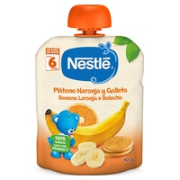 Kaše z banánu, pomeranče a sušenky