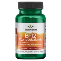 Vitamina B-12 Cianocobalamina, 1000 mcg Triple Acción 90 comprimidos sublinguales - Swanson | Natural Doctor