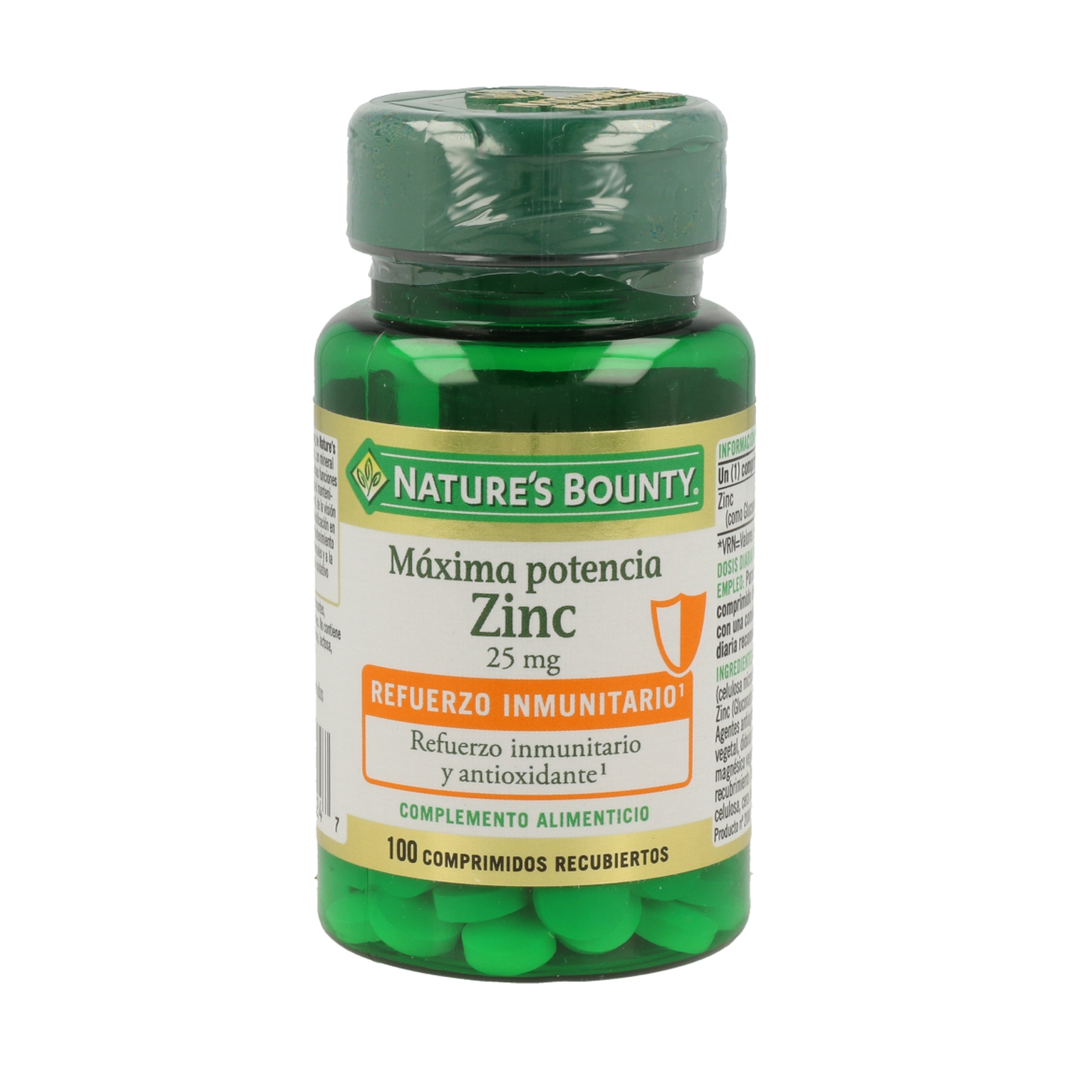Zinc (Gluconato de Zinc) 100 comprimidos de 25mg de Nature's Bounty