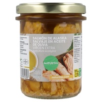 Divoký losos z aljašky v extra panenském olivovém oleji bio