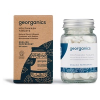 Pastilhas de enxaguatório bucal de menta 180 tabletes - Georganics