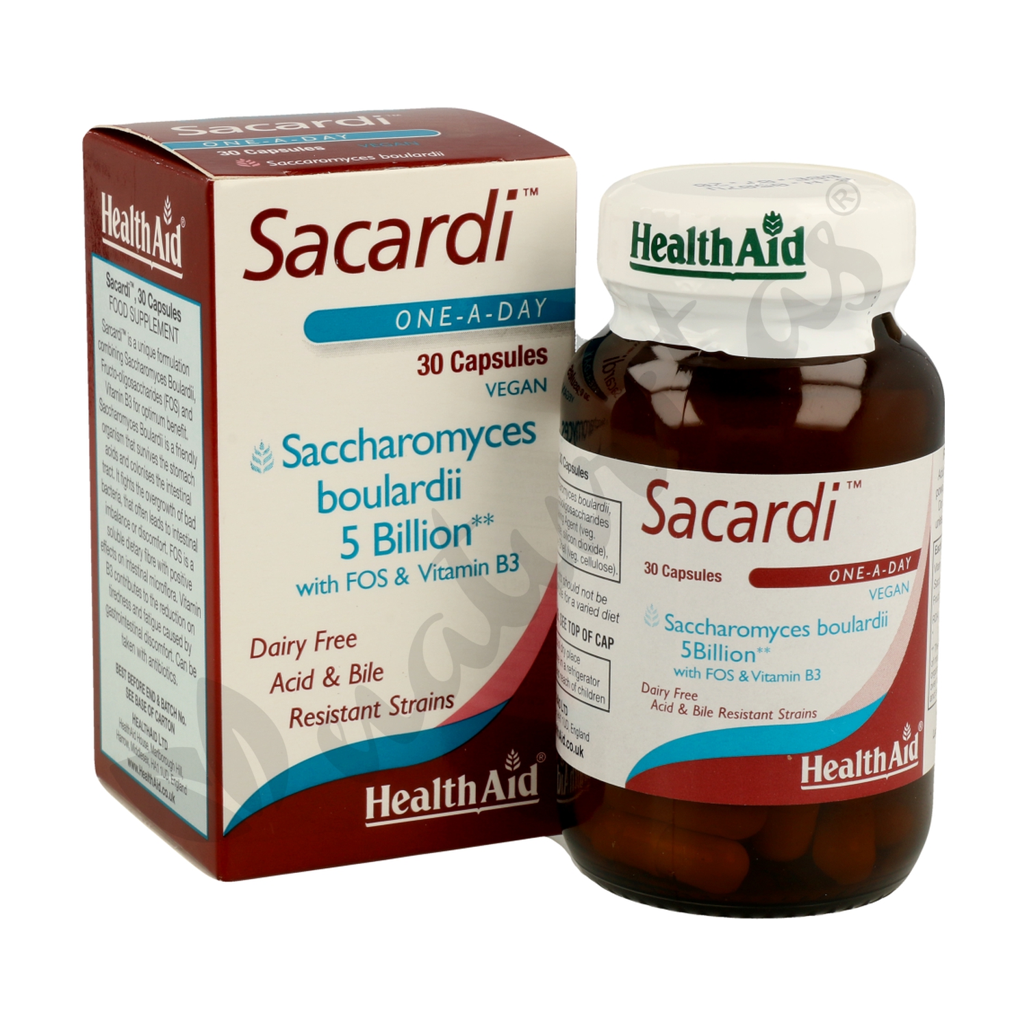 Sacardi (Saccharomyces Boulardii) 30 cápsulas vegetales de Health Aid Naturitas