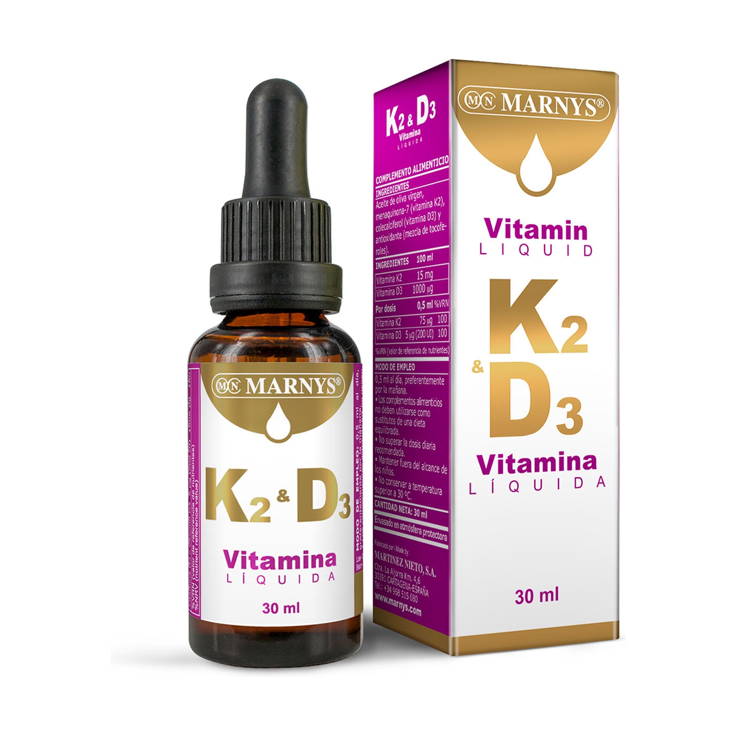 Vitamina d3 y k2 líquida de Marnys 30ml Naturitas Vitamina d3 y k2 líquida de Marnys 30ml Naturitas