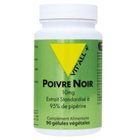 Pimienta negra 10 mg - Extracto estandarizado 95% piperina 90 cápsulas vegetales - Vitall + | Natural Doctor