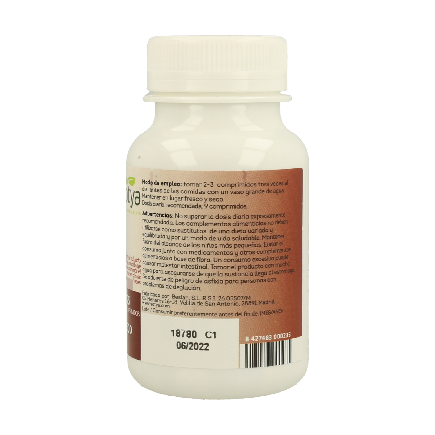 Fibra con Pectina y Ciruela 125 comprimidos de Sotya Naturitas